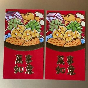 Pineapple and Money Items Red Paper Decorative Envelopes